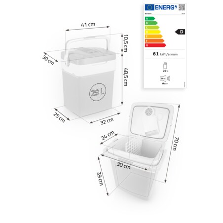 Lodówka turystyczna samochodowa 12V/230V USB funkcja grzania 29l Berdsen