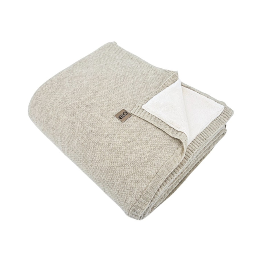 Koc dzianinowy z podszyciem futerkowym 150x200 cm – MILANO DUO LATTE