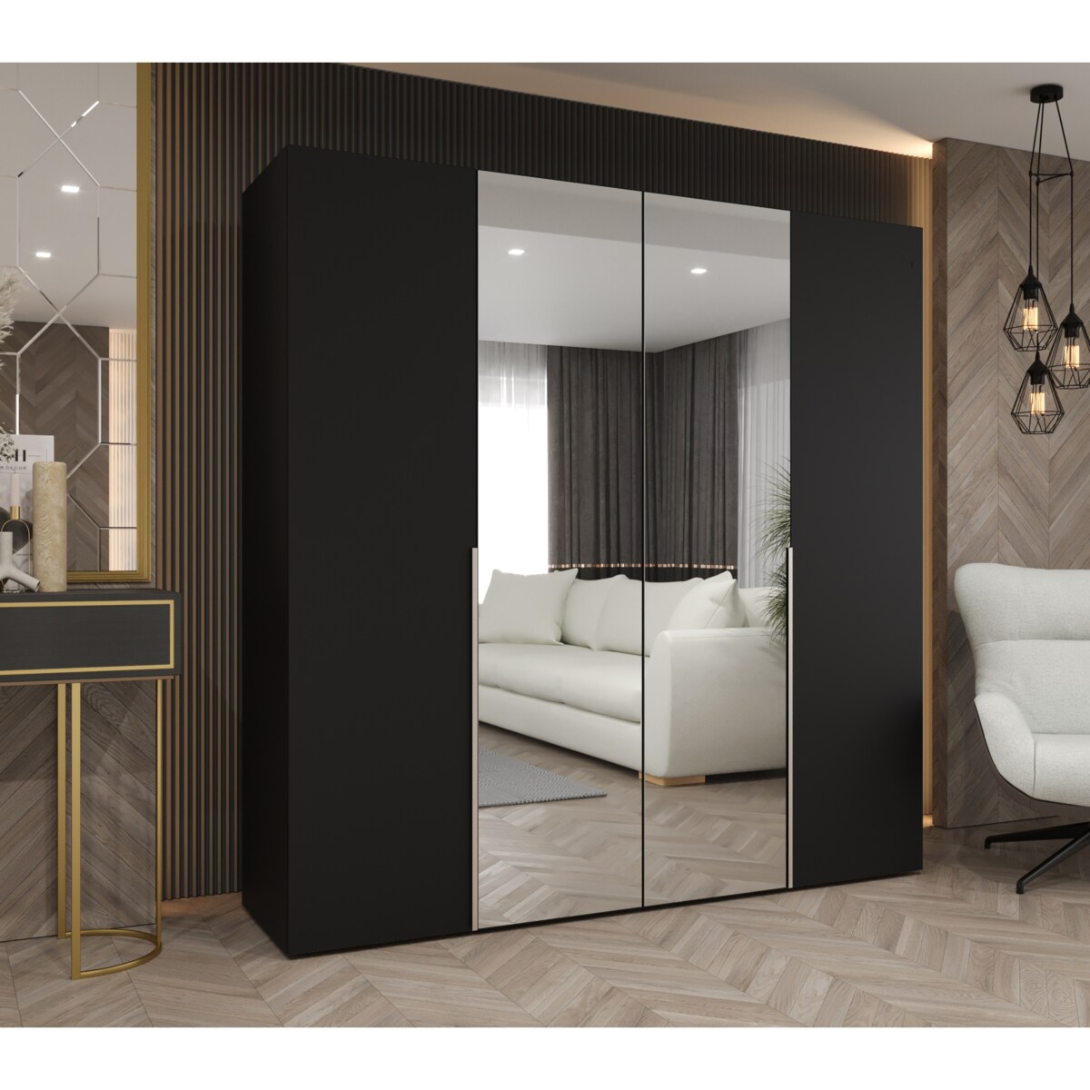 Szafa uchylna otwierana ALICANTE 2 200 wys. 202 cm Czarny + u. Kaszmir