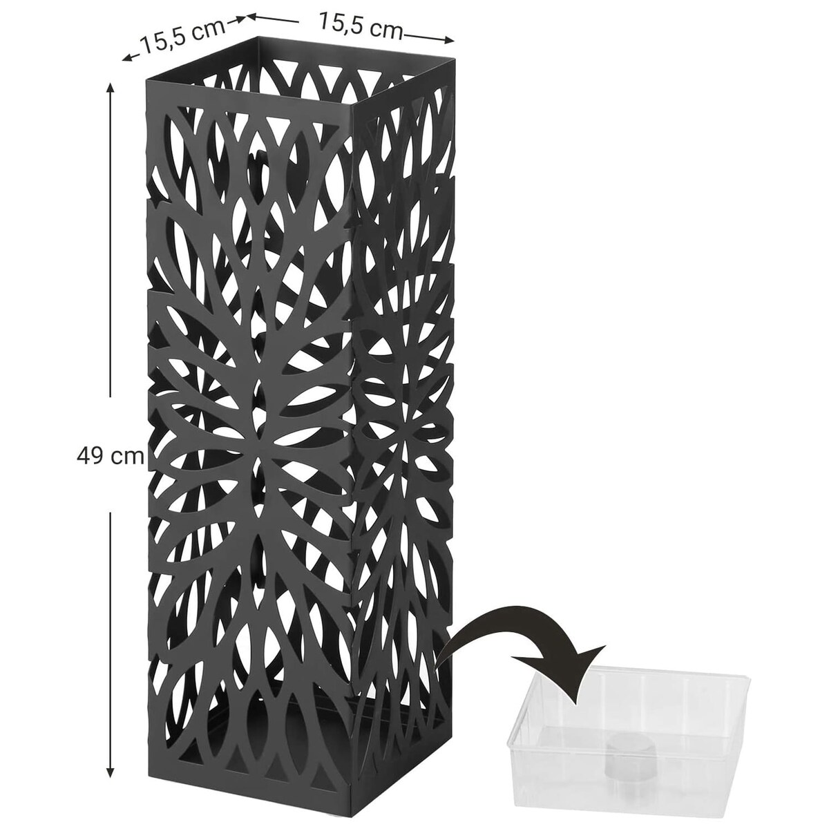 Parasolnik Metalowy 15,5X15,5X49 Cm Czarny
