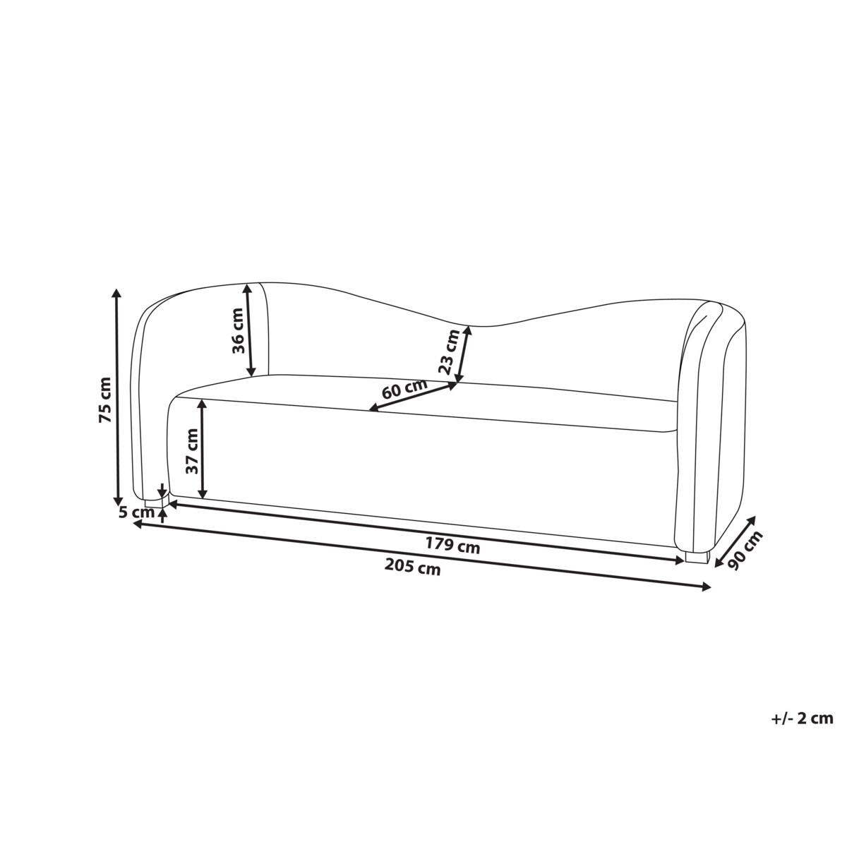 Sofa dla 3 osób VELTADA Welur Ciemnobrązowy