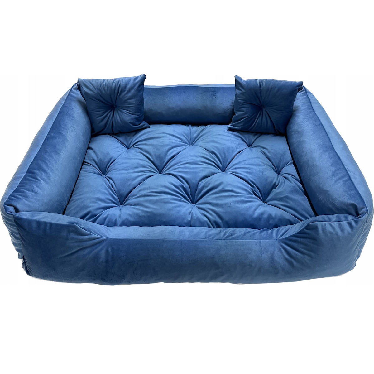 Legowisko Dla Psa Kanapa Posłanie Welurowe 90X75 Cm Pikowane Prestiżowe Niebieskie