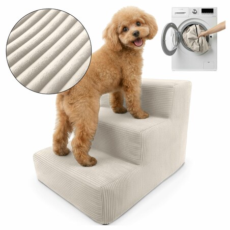 Schodki dla psa kota beżowe 3 stopniowe