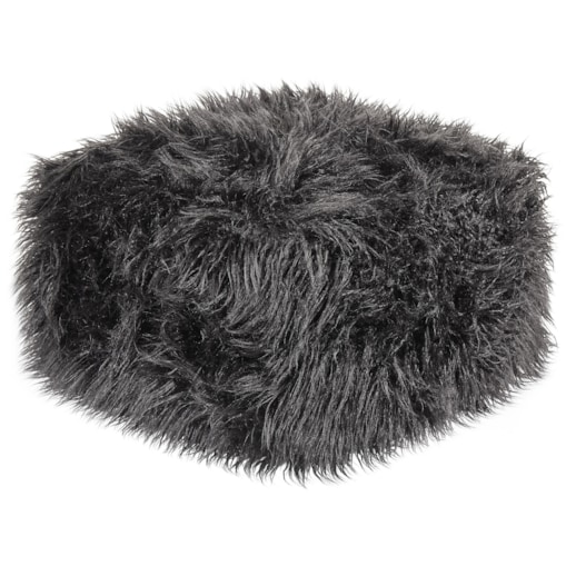 Puf futrzany 50 x 50 x 30 cm czarny MUKKI