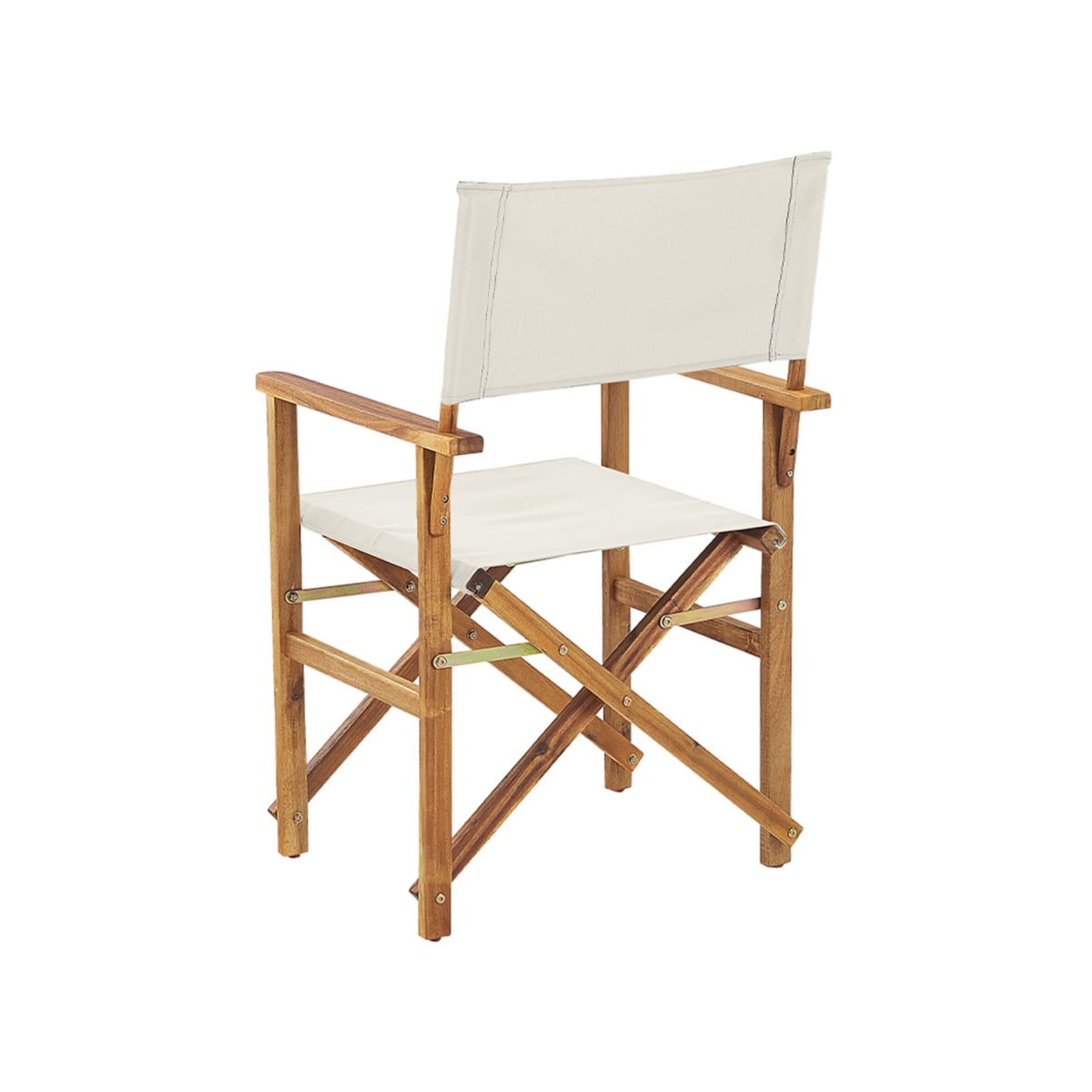 Zestaw 2 krzeseł ogrodowych akacjowy jasne drewno z białym / wzór we flamingi CINE