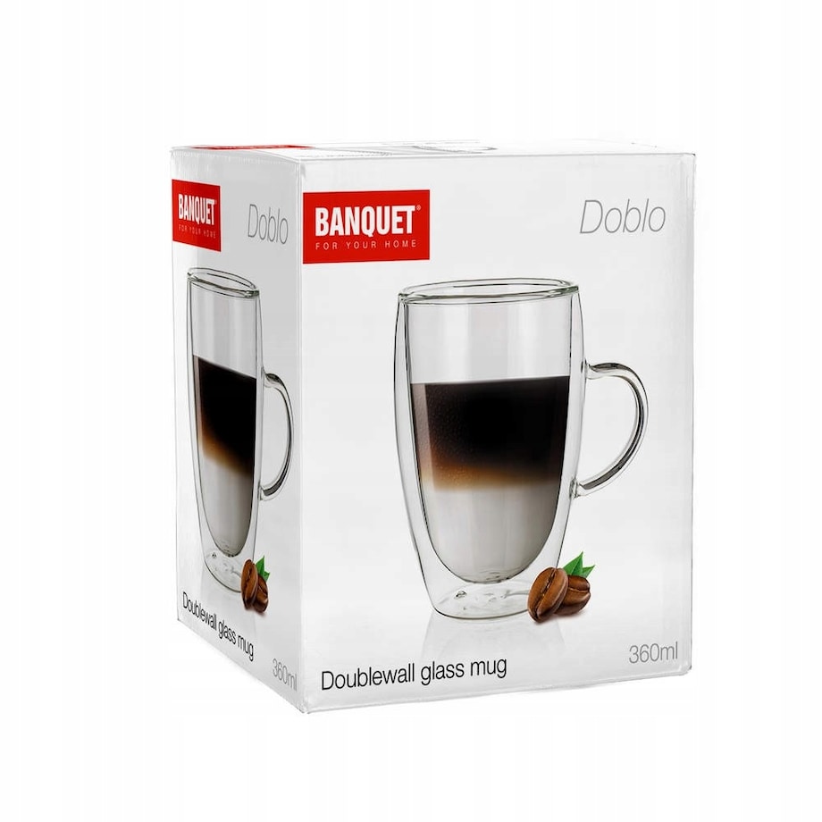 2x SZKLANKA 350 ml kubek termiczny na kawę herbatę podwójna ścianka szkło