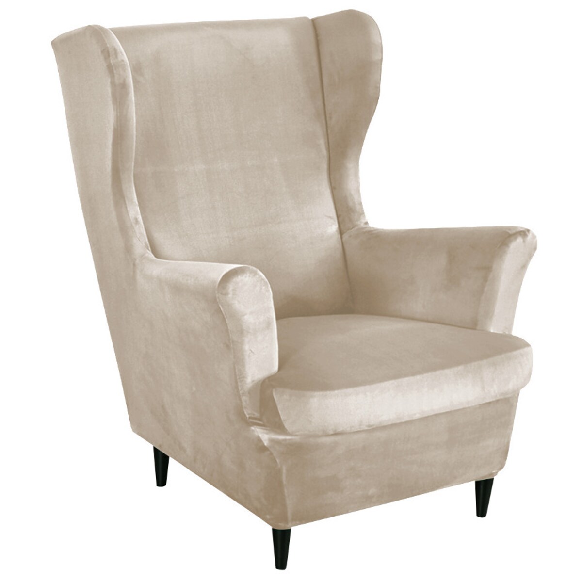 POKROWIEC NA FOTEL USZAK CHŁODNY BEŻ WELUR ELASTYCZNY [22E12]