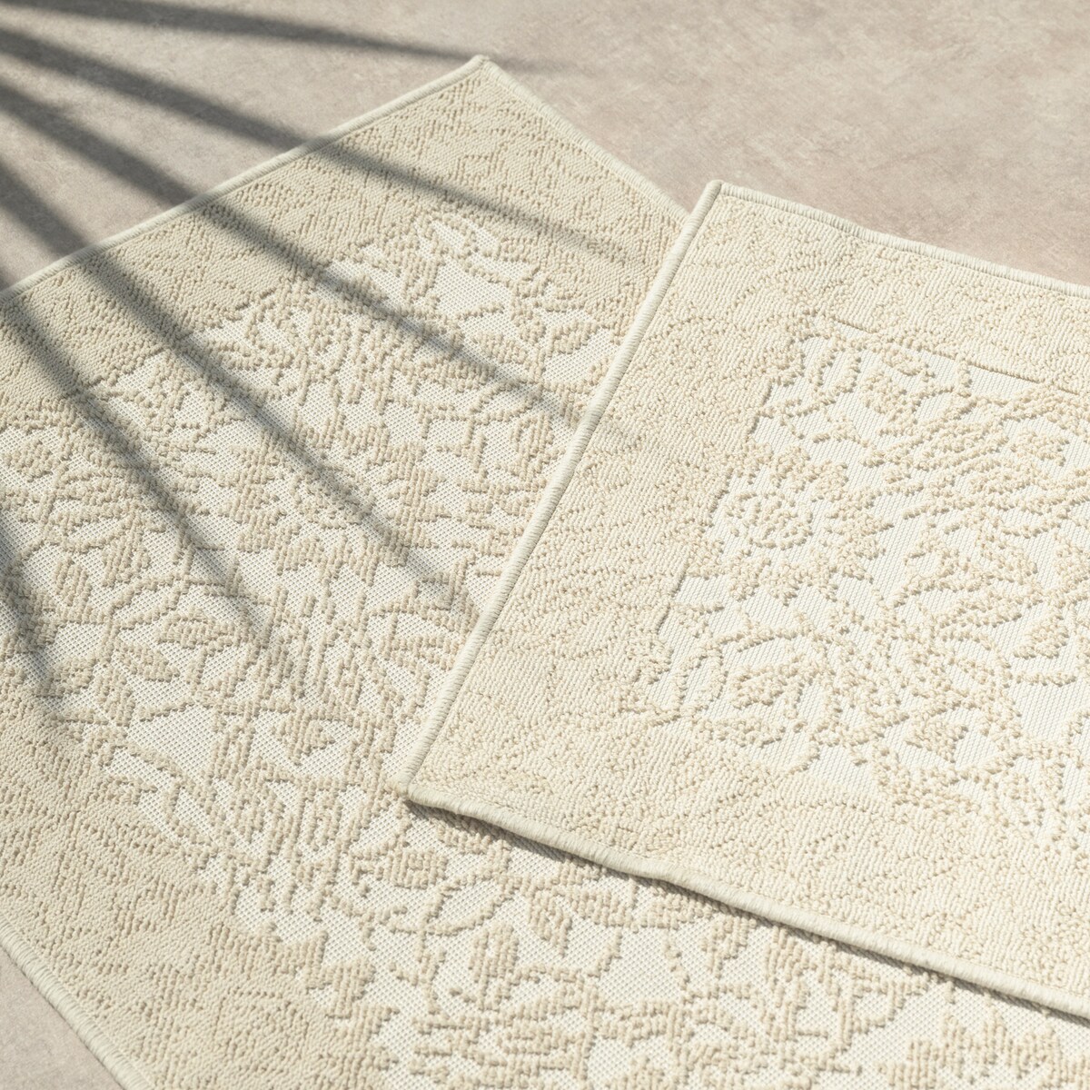 Dywanik łazienkowy Lino 73x135 cm bawełniany ornament beżowy