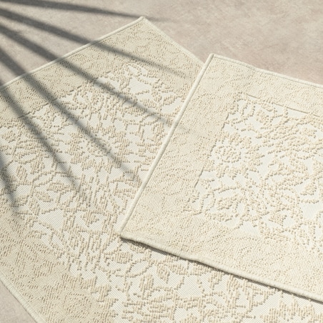 Dywanik łazienkowy Lino 73x135 cm bawełniany ornament beżowy