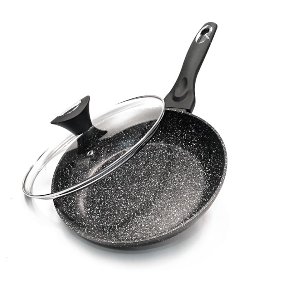 Patelnia granitowa z pokrywką 30cm indukcja gaz KLAUSBERG Marmo Gold