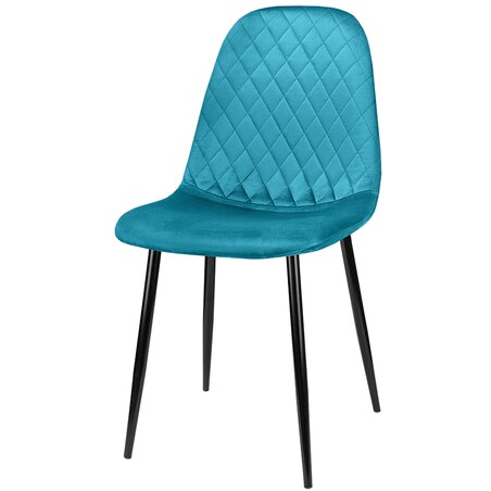 Krzesło tapicerowane nowoczesne pikowane do salonu jadalni turkusowe