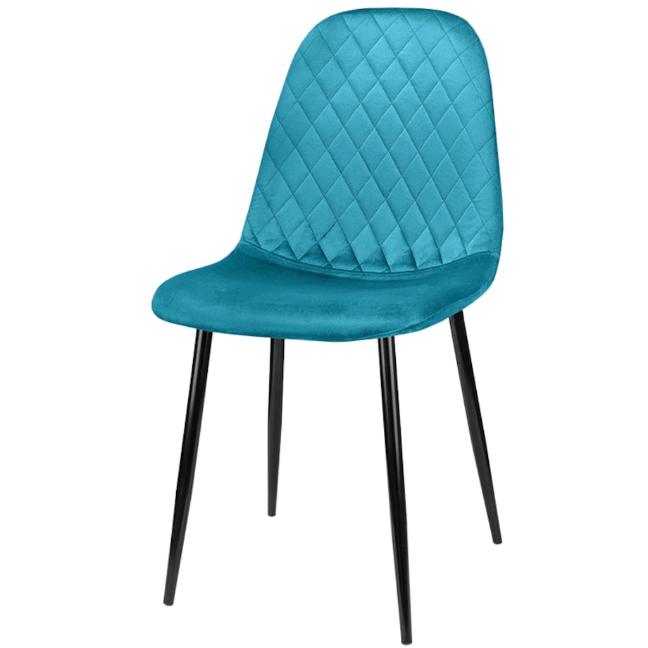 Krzesło tapicerowane nowoczesne pikowane do salonu jadalni turkusowe