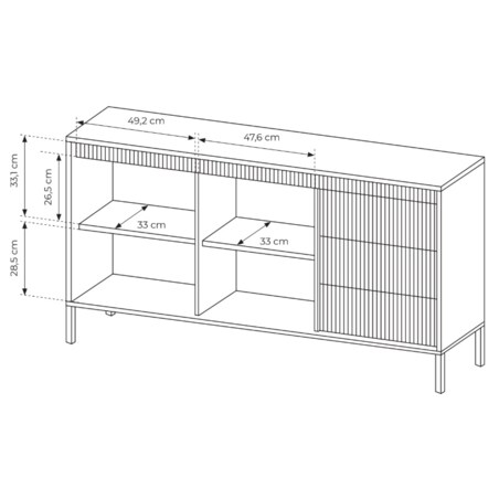 Komoda 153 2D3S ENSO ryflowana, beżowa
