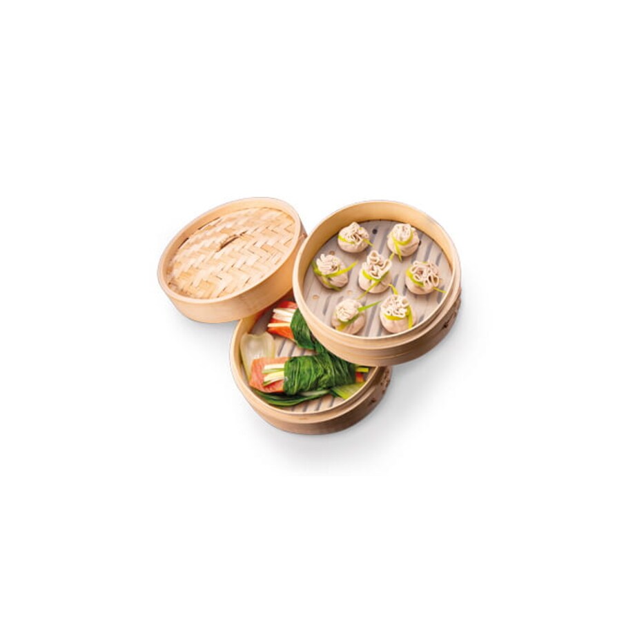 Koszyk Bambusowy do Gotowania na Parze Nikko 20 cm Dwupoziomowy Parownik