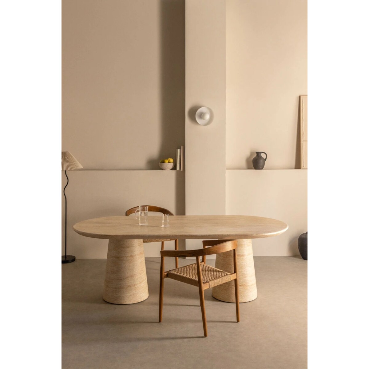 Owalny stół do jadalni z cementu Noemi 220x95 cm