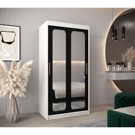 Szafa przesuwna Garderoba PROMO T3 100 biały/czarny