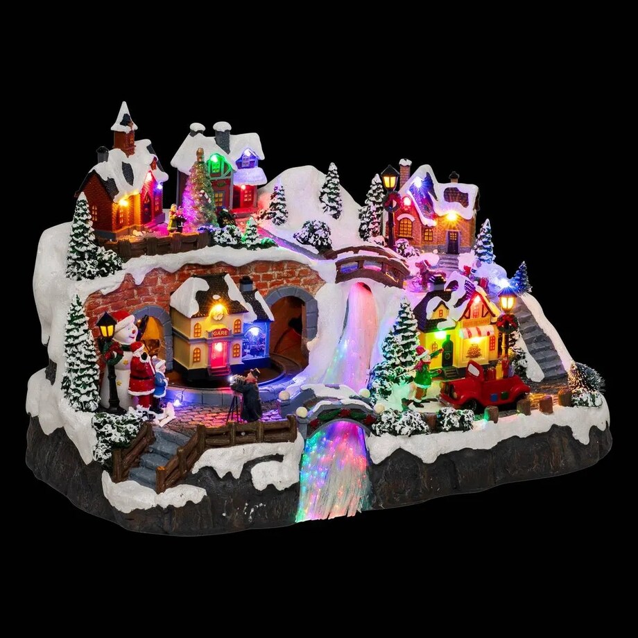 Dekoracja - grająca scenka świąteczna Wioska Mikołaja 48,7x31,8x32,1 cm