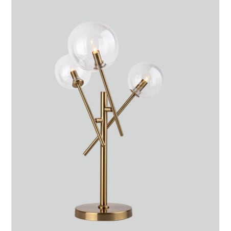 Stojąca LAMPA stołowa LOLLIPOP T0035 Maxlight nocna LAMPKA metalowe pręty sticks szklane kule balls mosiądz przezroczyste