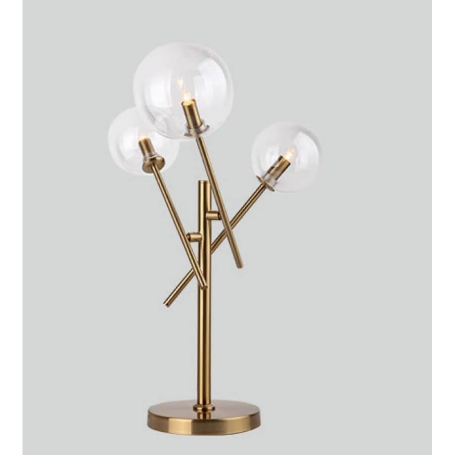 Stojąca LAMPA stołowa LOLLIPOP T0035 Maxlight nocna LAMPKA metalowe pręty sticks szklane kule balls mosiądz przezroczyste