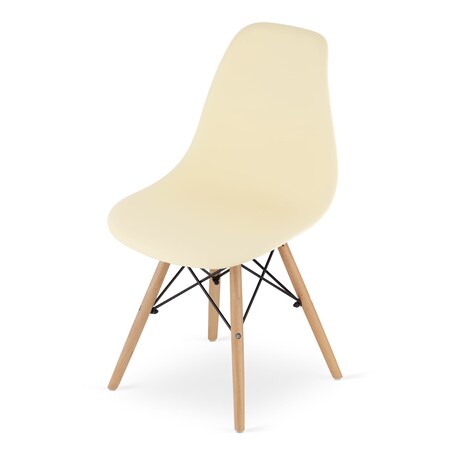 Krzesło Do Jadalni Kuchni Salonu Osaka Kremowe / Nogi Naturalne X 4