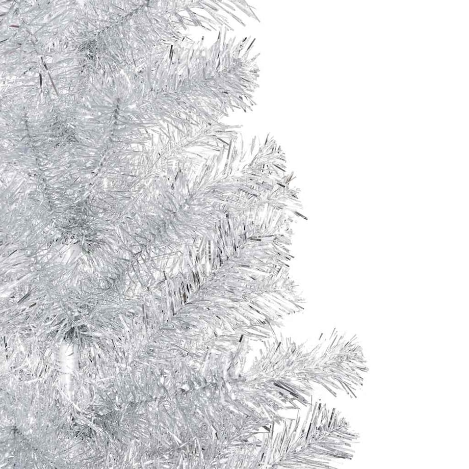 vidaXL Sztuczna choinka z lampkami i bombkami, srebrna, 150 cm, PET