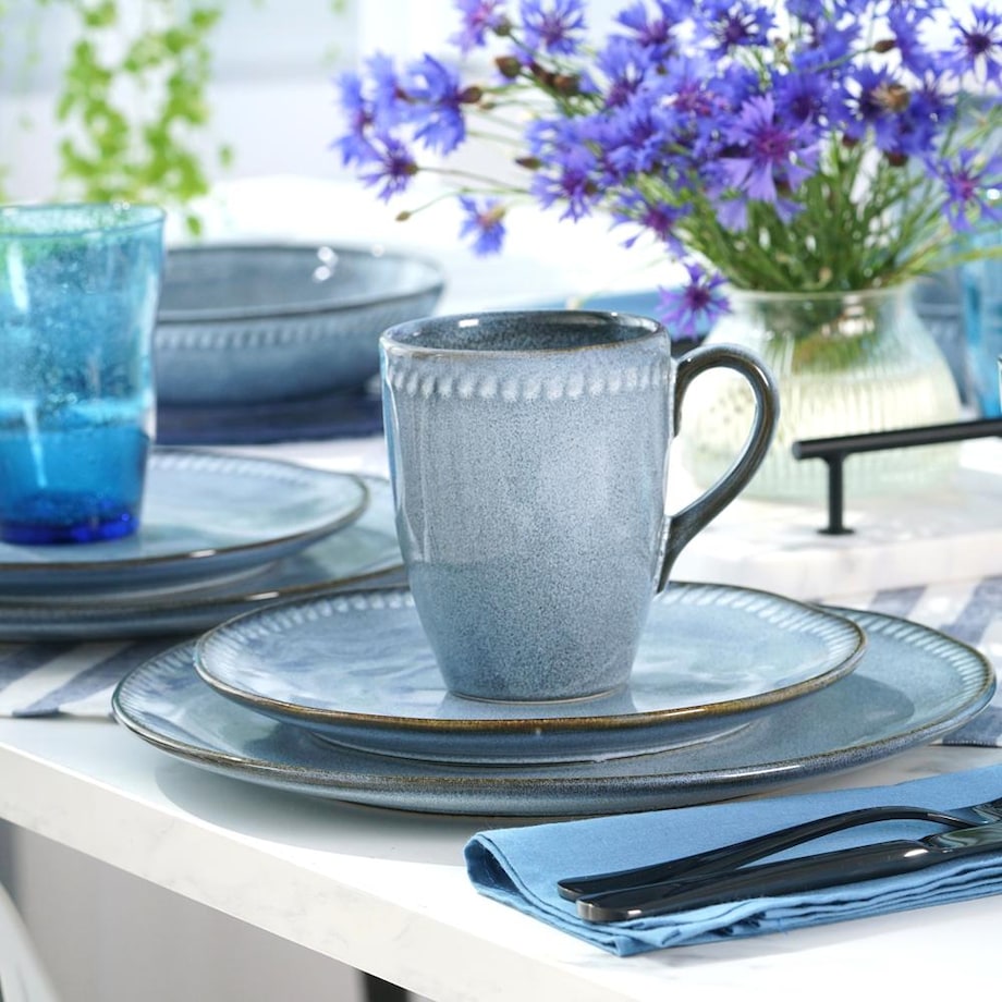 VILLA ITALIA Zestaw kubków ceramicznych niebieskich 380 ml 6 sztuk DENIM