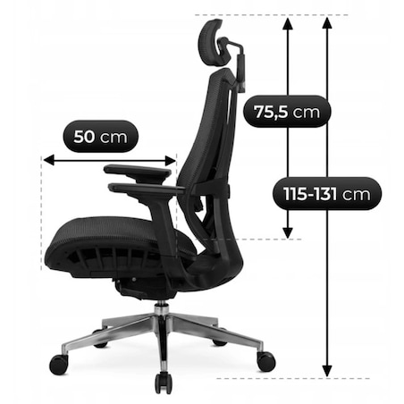 Fotel gamingowy obrotowy ergonomiczny regulowany do biurka czarny DYLAN