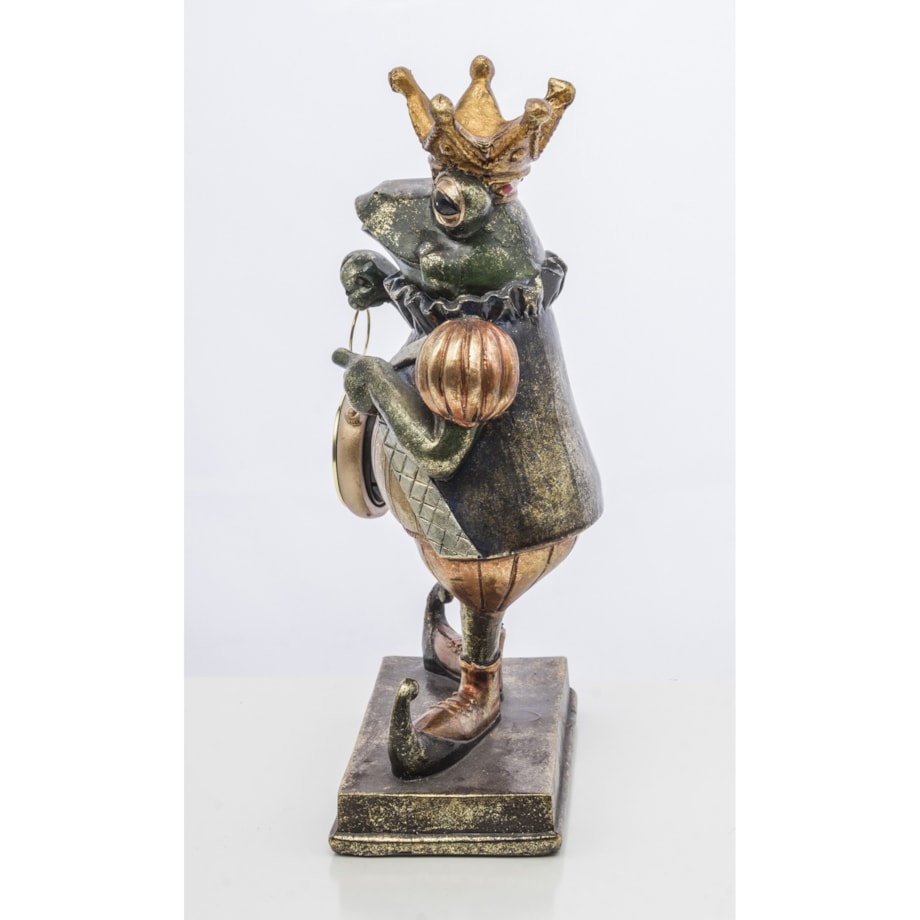 Dekoracja - figurka żabiego króla z zegarkiem 25,5x15,5x10,5 cm FROGG-2 z koroną