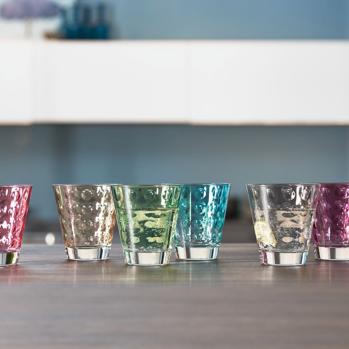 Zestaw 6 kolorowych szklanek 220ml OPTIC