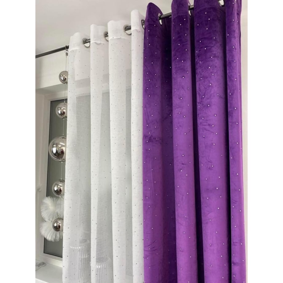 zasłona welurowa "full crystal" 140x250 cm przelotki fiolet