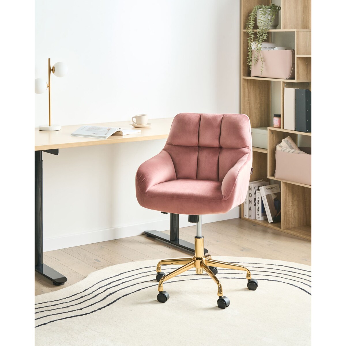 Krzesło obrotowe PALMDALE Welur Różowy