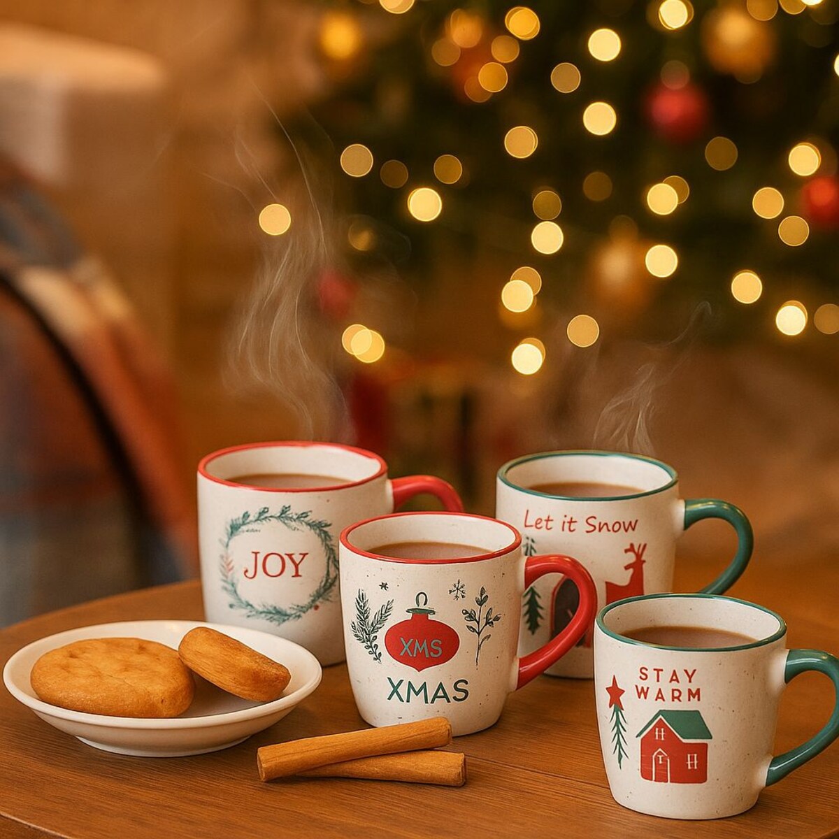 Zestaw kubków świątecznych, 4 x 200 ml