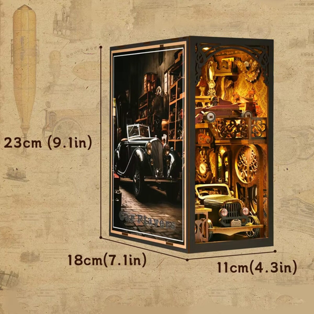 Miniaturowy domek Book Nook - Vintage Car