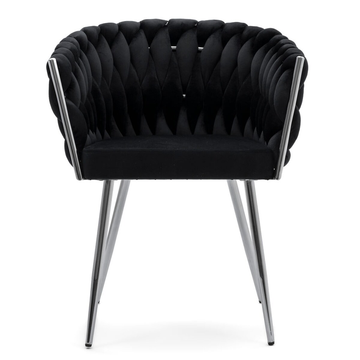 KRZESŁO DO JADALNI TAPICEROWANE WELUROWE CZARNE ROSA CHROME NOWOCZESNE