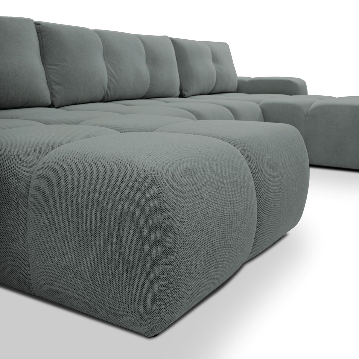 Nowoczesny Narożnik U SOHI z funkcją spania, Curio 93 - Popiel