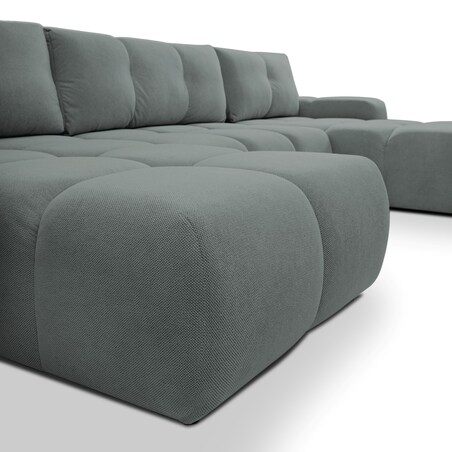 Nowoczesny Narożnik U SOHI z funkcją spania, Curio 93 - Popiel