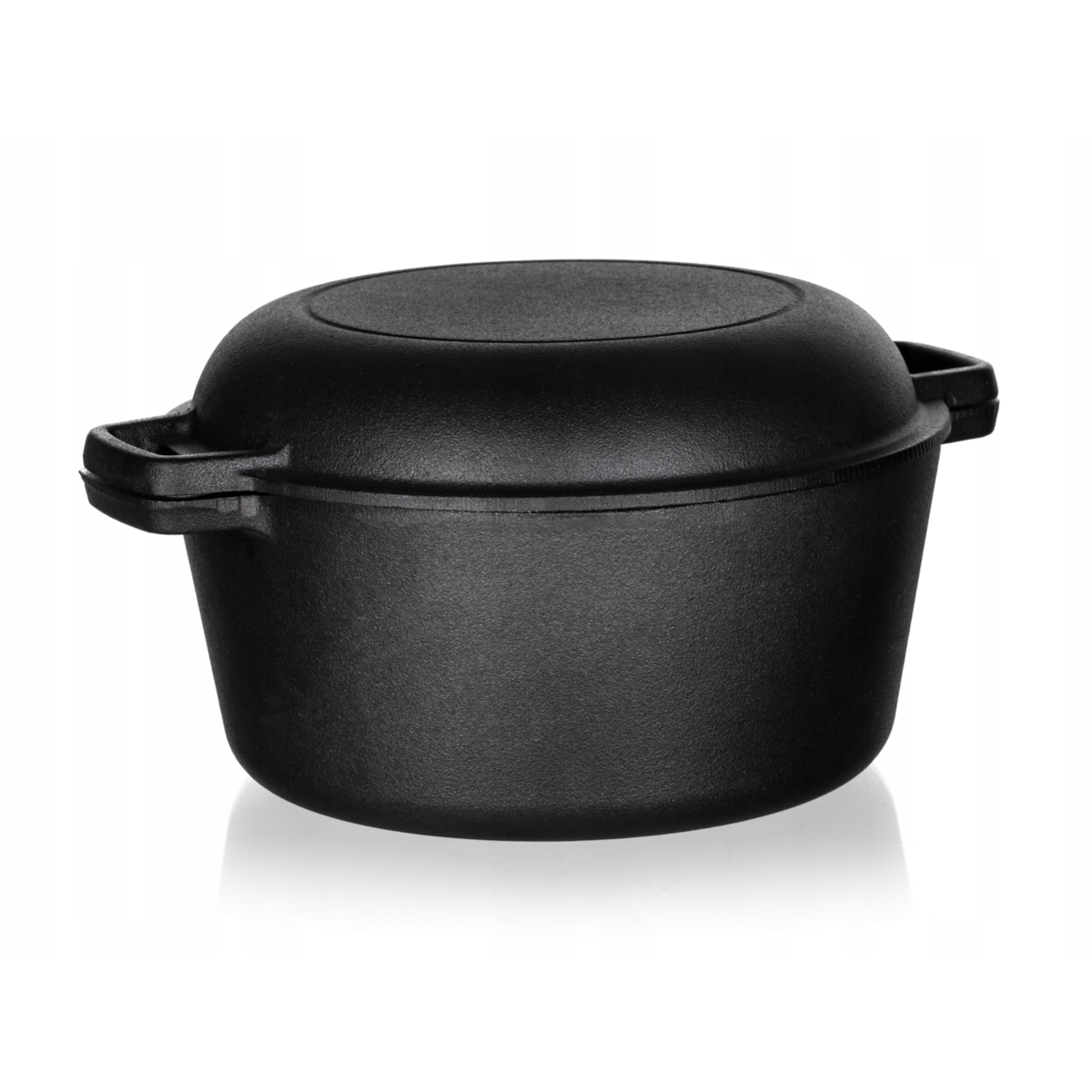 Garnek tradycyjny Żeliwny czarny do gotowania bigos obiad mięso 4,8L + 1,8L