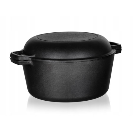 Garnek tradycyjny Żeliwny czarny do gotowania bigos obiad mięso 4,8L + 1,8L