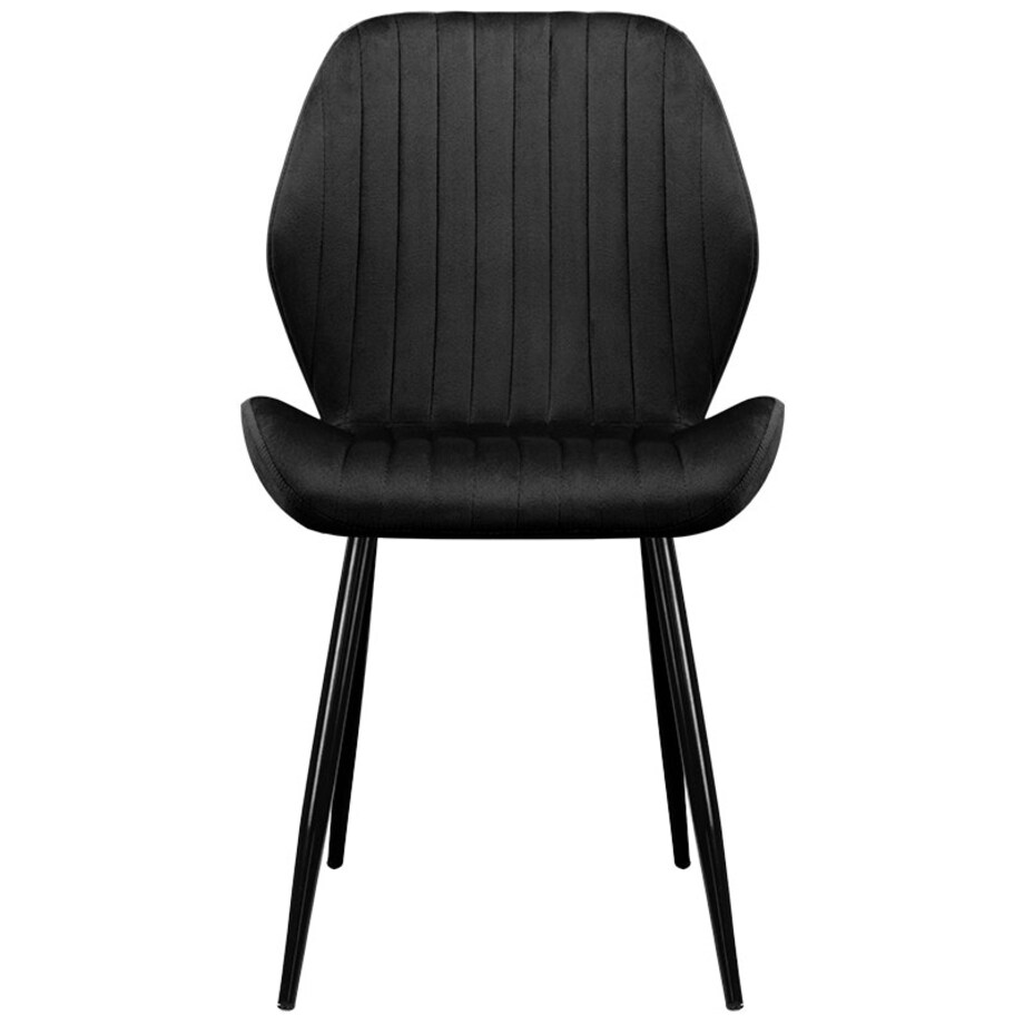 Krzesło tapicerowane czarne welurowe pikowane do salonu jadalni velvet