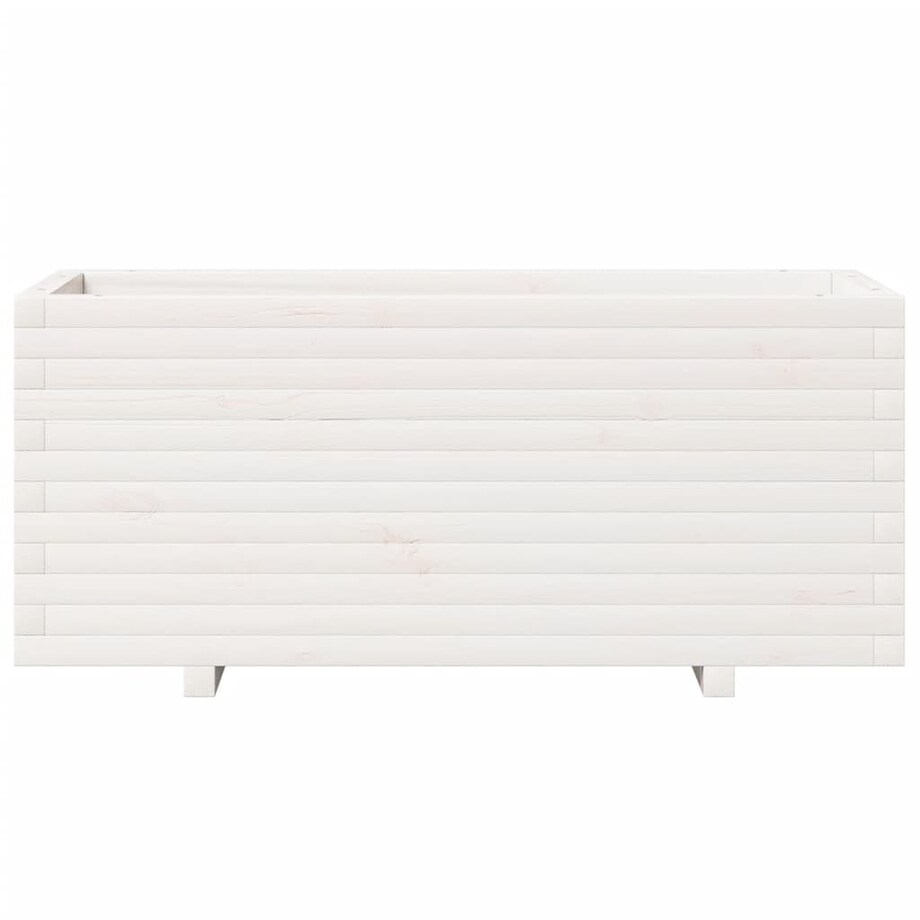 vidaXL Donica ogrodowa, biała, 110x40x49,5 cm, lite drewno sosnowe