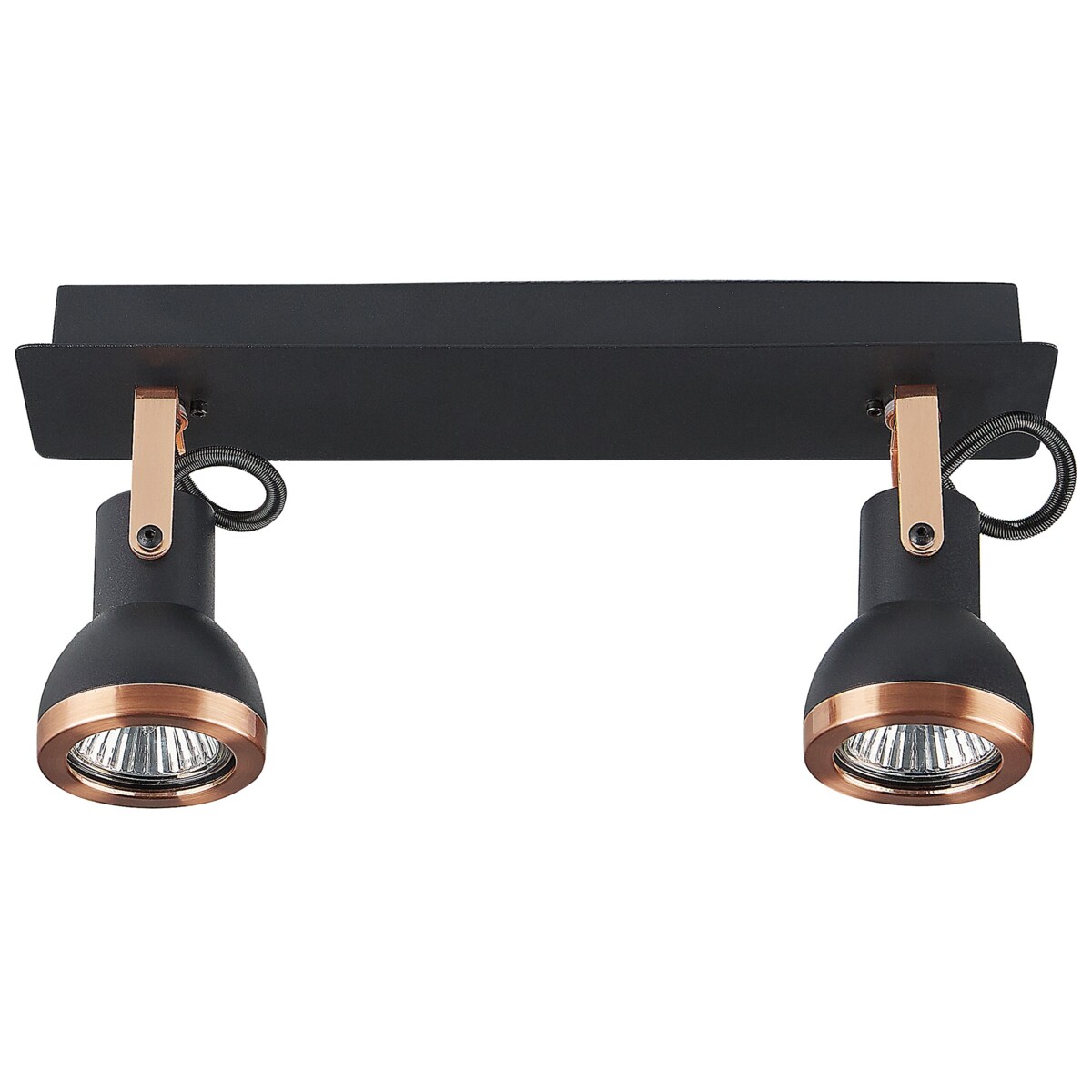 Lampa sufitowa 2-punktowa prostokątna metalowa czarna z miedzianym BARO