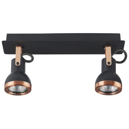 Lampa sufitowa 2-punktowa prostokątna metalowa czarna z miedzianym BARO