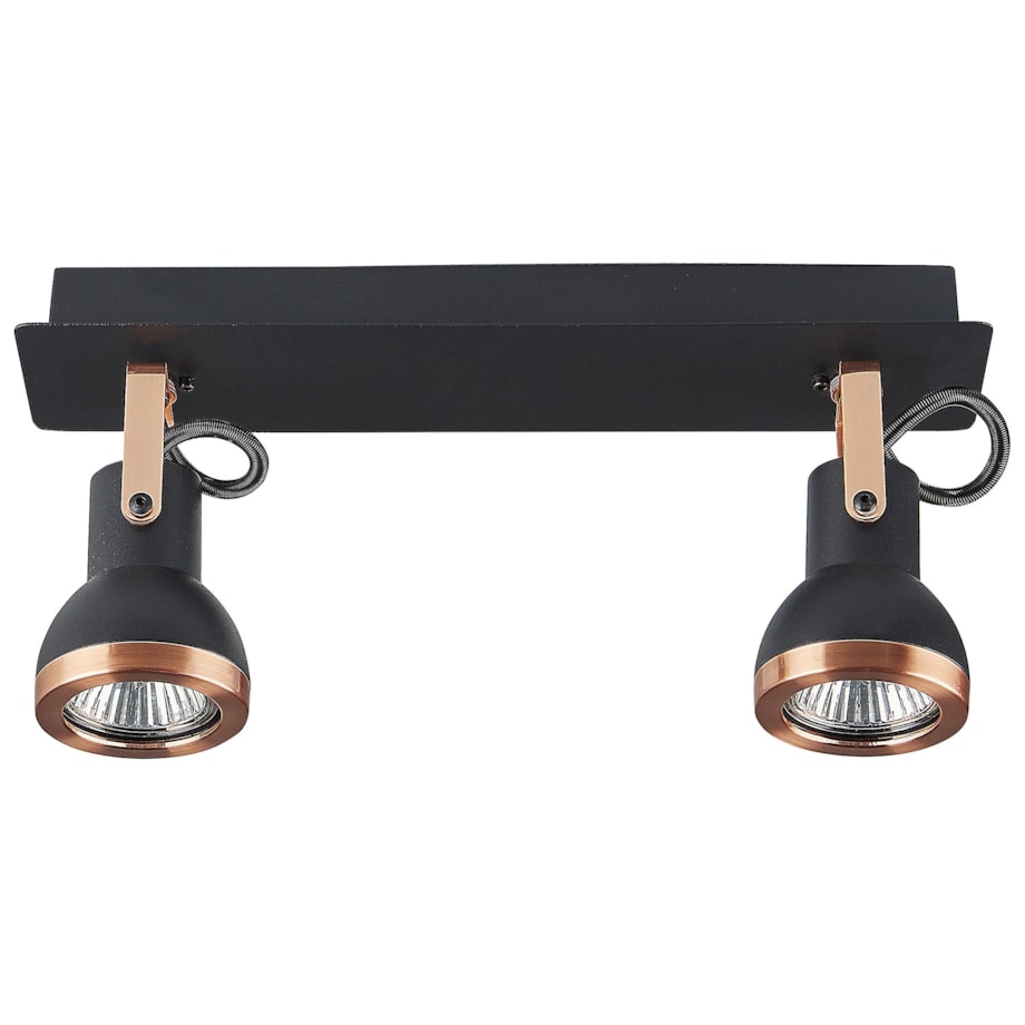 Lampa sufitowa 2-punktowa prostokątna metalowa czarna z miedzianym BARO