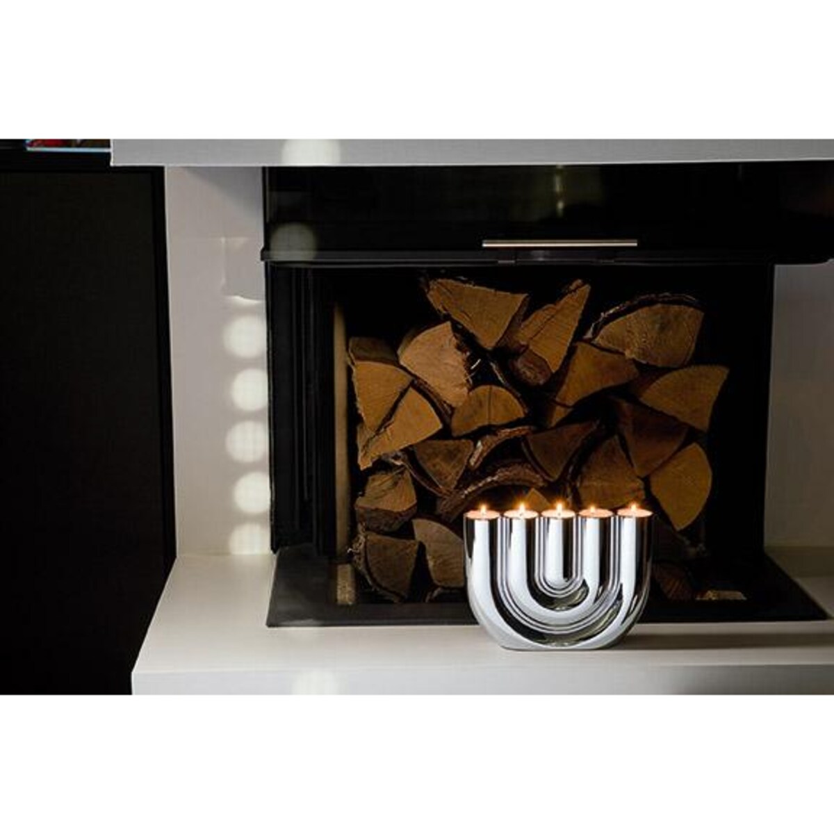 Świecznik na tealight - chrom połysk, 15 cm