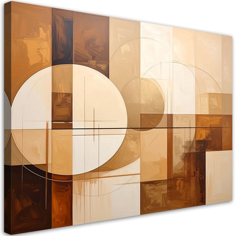 Obraz do salonu sypialni biura, Abstrakcyjne geometryczne formy w beżu