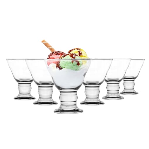 Pucharek do deserów lodów szklany na stopce 310ml 6szt Pucharki Zestaw Komplet