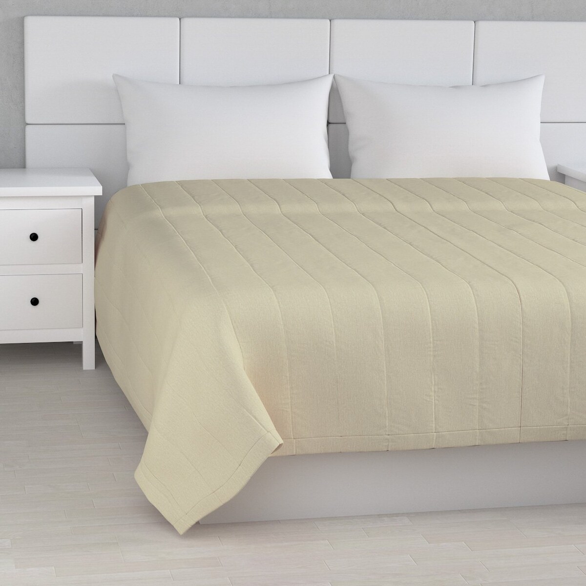 Narzuta pikowana w pasy 260x210 kremowy szenil