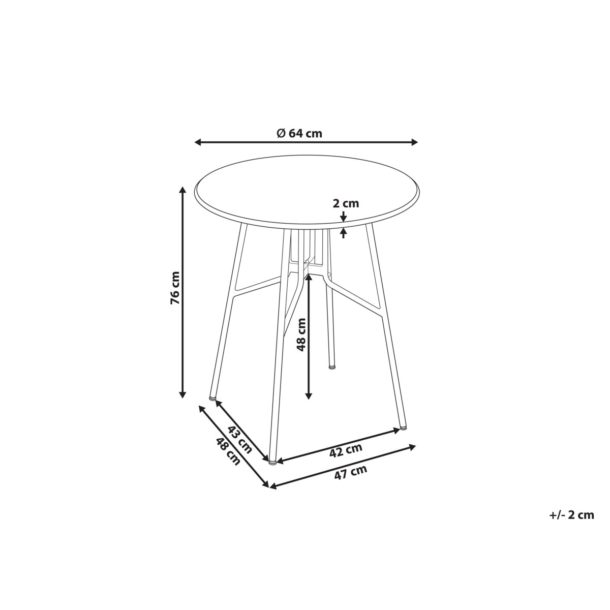 Stolik bistro TALTAL 64 cm Metal Szary