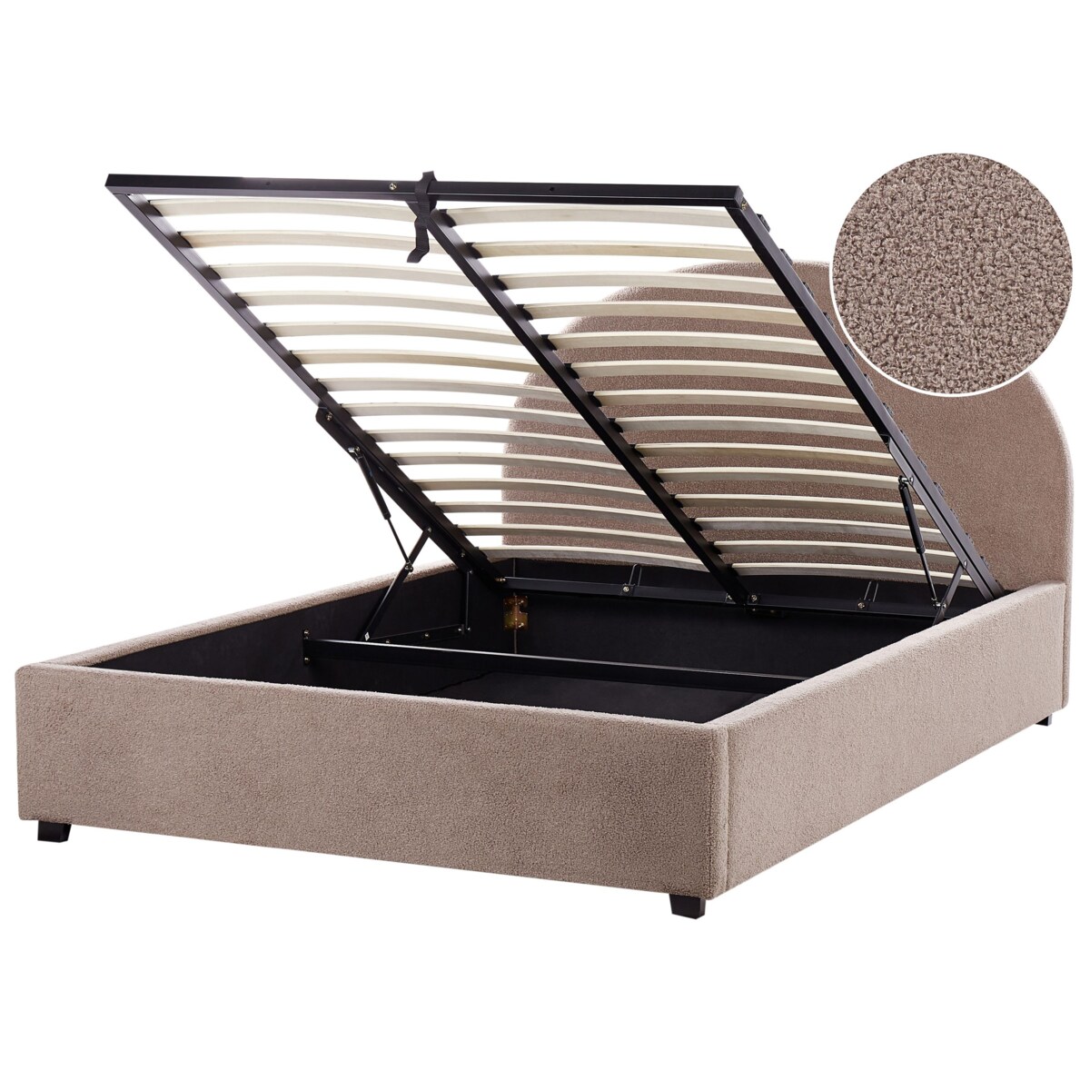 Łóżko z pojemnikiem boucle 140 x 200 cm beżowoszare VAUCLUSE