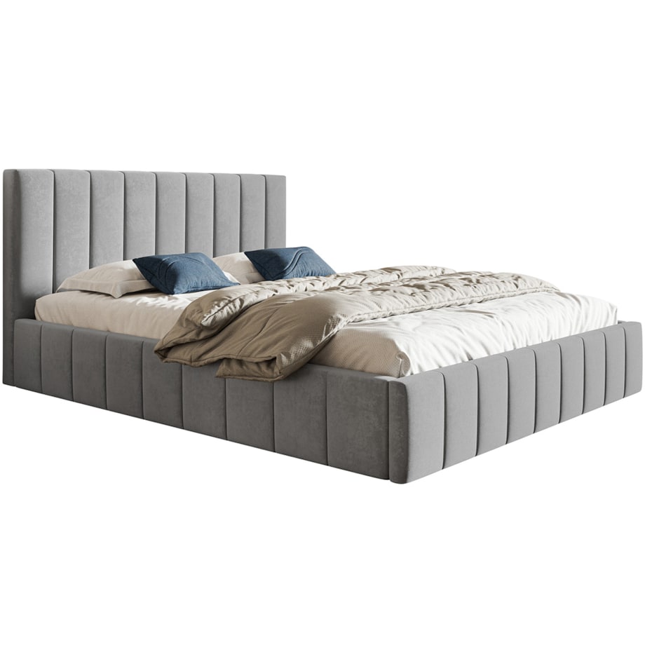 Łóżko sypialniane 180x200 OLDO 10 tapicerowane, z pojemnikiem- szare